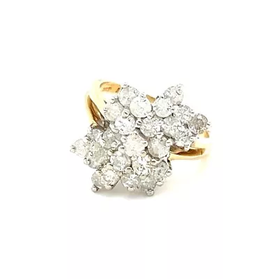 1.50 CT DIAMOND CLUSTER RING 14K YELLOW GOLD SIZE 7 Cocktail Ring Ladies Vintage • $524.99