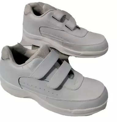 Apex Men's Ambulator Active Walker Double  Strap White Leather Sneakers 11W • $22