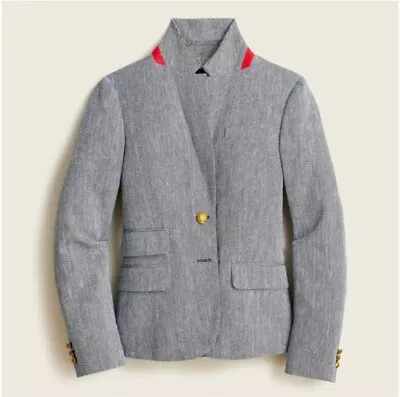 $198 J. Crew SZ 6 Dalton Blazer Italian Cotton Linen Navy Herringbone Never Worn • $69.99