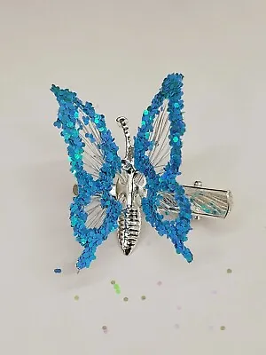Blue Butterfly Hair Clip Moving Wings Like The 90s • $12.40