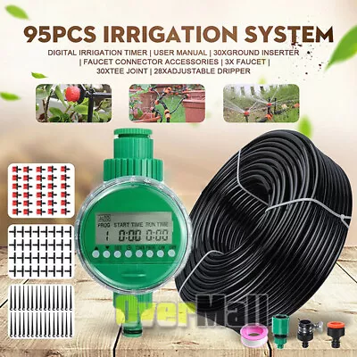 82ft DIY Micro Drip Irrigation System Kit Auto Timer Garden Self Plant Watering • $4.77