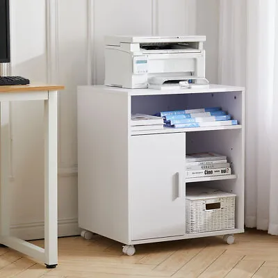 Mobile Filing Pedestal Cabinet File Storage Office White/Black Printer Stand NEW • £51.95