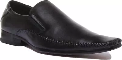 Mens Napa Leather Slip On Formal Dress Shoes Black Mens UK 6 - 12 • £17.99