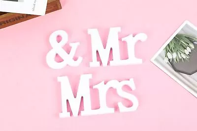 Large White Wooden Mr & Mrs Plaque - Wedding Home Decoration Wood Signs • £3.99