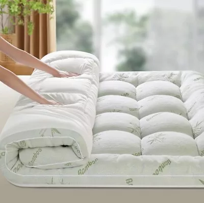 Bamboo Mattress Protector Topper Queen Cooling Pad Extra Thick Pillow 60 X 80 In • $49.99