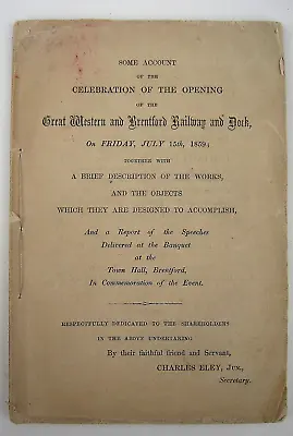 £29.97 • Buy Great Western & Brentford Railway/ GWR Opening Celebratory Progamme Brunel 1859