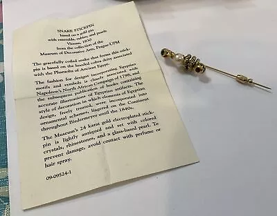 MMA Metropolitan Museum Of Art Snake Stickpin With Paperwork • $40