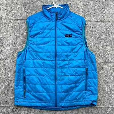 Patagonia Vest Mens Large Blue Puffer Quilted Primaloft Nano Puffer Coat • $74.95