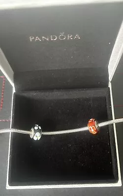 Pandora 2 X Flower Charms Red And Black • £20