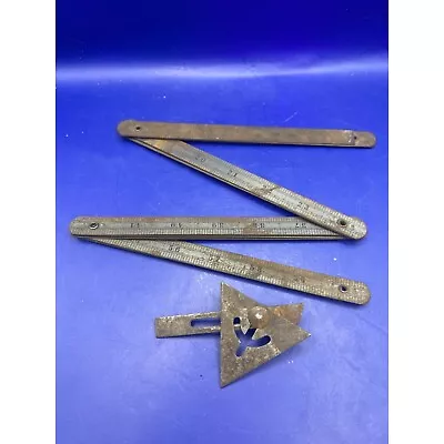 VTG Folding Metal Measuring Ruler Carpenter Workshop Woodworking Building Tool • $28