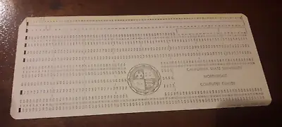 Vintage Computer Punch Card California University Northridge Punched • $6