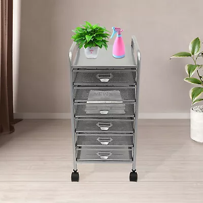 Metal Lateral Rolling File Cabinet 5/6 Drawer Craft Cart Organizer W/ Wheels • $72.03