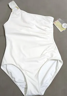 Michael Kors White One Shoulder One Piece Swimsuit Size 10 NWT • $29