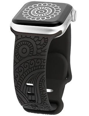$12.09 • Buy Floral Engraved Silicone Band For Apple Watch 44mm 49mm 40mm 41mm 45mm 38/42mm