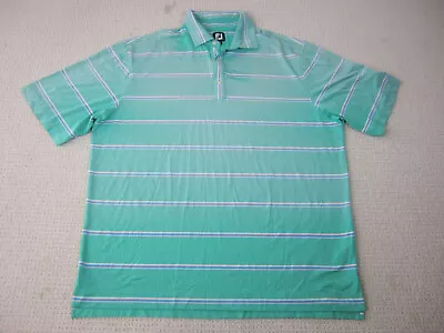 Footjoy Shirt Mens XL Green Striped Golfer Polo Stretch Mustang Golf Club • $10.50