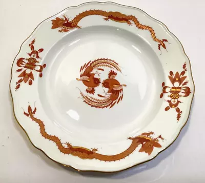 Vintage Dragon Red MEISSEN (GERMANY) 9.5  Luncheon Plate Scalloped Gold Accents • $174.99