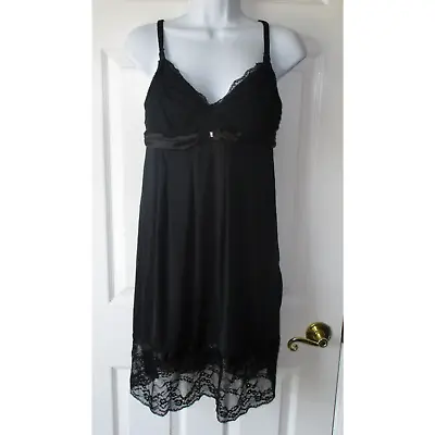 Hotmilk Night Gown Womens Medium Chemise Lace Maternity Nursing Shelf Bra Black • $39.99