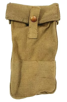 VINTAGE CANVAS WEBBING AMMO MAG KHAKI POUCH WW2 BRITISH ARMY MILITARY P37 MkIII  • $25