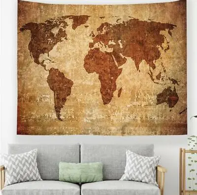 $56.92 • Buy 3D Retro World Map G128 Tapestry Hanging Cloth Hang Wallpaper Mural Photo Zoe