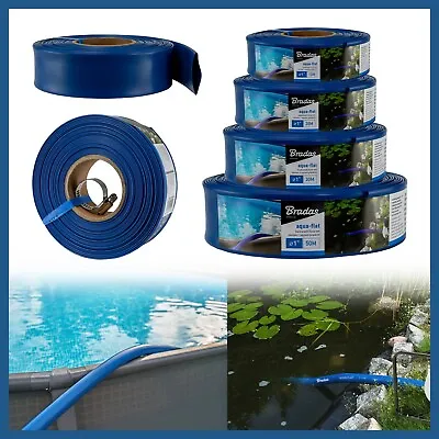 1 BAR Layflat Hose Blue PVC Pipes Water Delivery Discharge Irrigation Lay Flat • £12.49