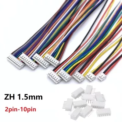 5Pcs ZH 1.5mm 2pin-10pin Connector Plug Wire Cable Cord 15cm + Female Holder MU • £2.84