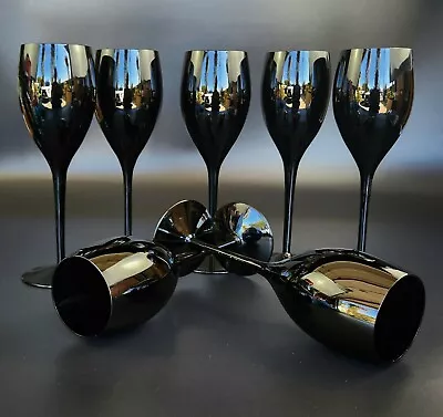 Vintage - Elegance Elegant Midnight Black By MIKASA - Wine Glasses - Set Of 7  • $210