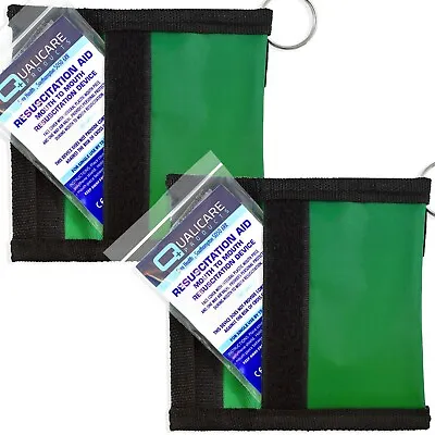 2 X RESUSCITATION FIRST AID KEYRING POUCH Mouth Face Shield Valve Mask CPR Kit • £4.98