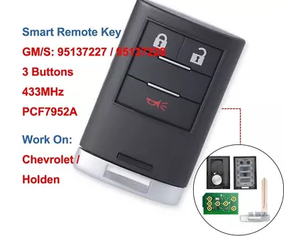 Smart Remote Key Fob 3 Buttons For Holden Chevrolet Captiva 433MHz Chip PCF7952A • $164.52