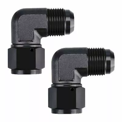 $11.99 • Buy 2PC AN -8 AN8 BLACK 90 Degree MALE To FEMALE Forged Elbow Hose Fitting Adapter