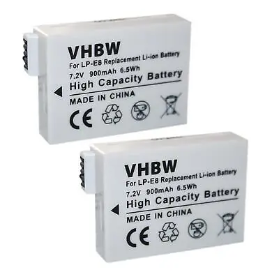 2x Battery For Canon EOS 600D Kiss X6i 650D 700D Kiss X5 550D Kiss X4 900mAh • £19.09