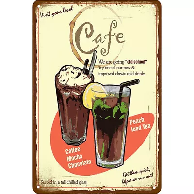 Vintage Cafe Drinks Retro Metal Plate Tin Sign Plaque For Bar Pub Club Poster • $10.39