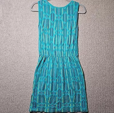 M MISSONI Dress Small Green Blue Chevron Stripe Knit Sleeveless Short  • $39.95