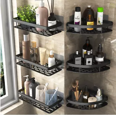 Self Adhesive Shower Shelf Wall Mount Corner Shelf Bathroom Organiser Storage • $18.95