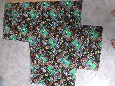 REMNANT With Cut Outs FOOTBALL Tv Television Beer Cotton Quilt Fabric Vtg • $8