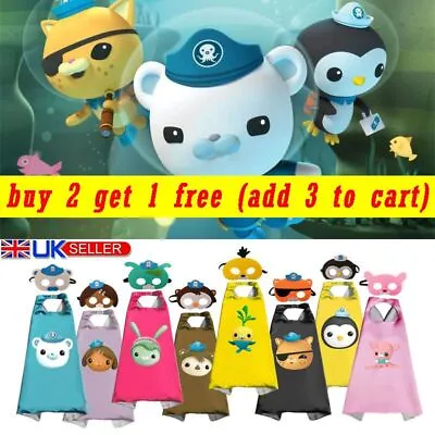 2PCS Cartoon Octonauts Costume Cosplay Comic Superman Cloak Mask Fancy Dress • £4.51