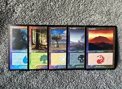 MTG Retro Foil Land Lot - Dominaria Remastered - 5 Lands (One Of Each Color) NM • $10