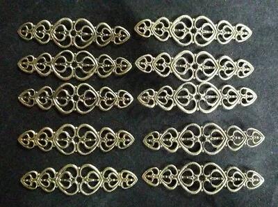 10 Metal Filigree Antique Bronze Embellishment Love Heart Wraps 3D Craft Art • £1.95