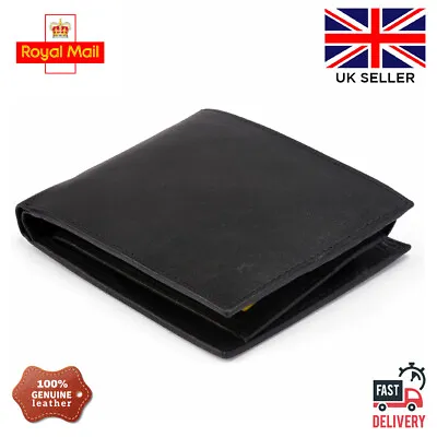 Mens Slim Leather Wallet RFID Blocking Credit ID Card Holder Zipper Coin Pocket • £5.99