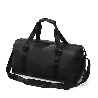 Men Women Duffle Gym Bag Waterproof Sports Travel Overnight Weekender Bag Black • $3.99