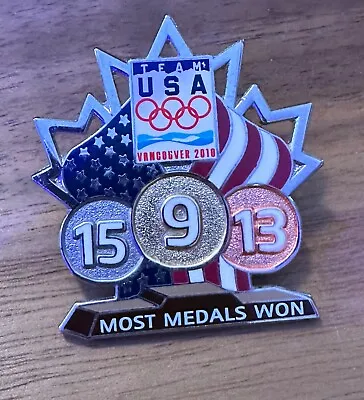 Vancouver  2010 USA Olympic Team Most Medals Won Olympic Pin • $8