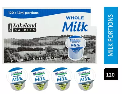 120 LAKELAND FULL FAT MILK 12ml PORTIONS CARTONS JIGGERS POTS SERVINGS CATERING • £9.99