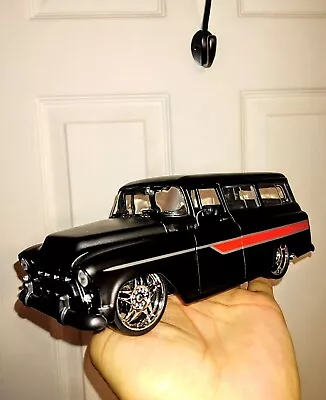 Custom Rims Jada Toy Just Trucks 1:24 Scale 1957 Chevy Suburban Black Loose • $35