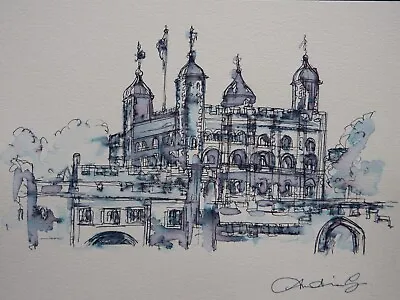 Original Pen & Ink Drawing Of The Tower Of London On Ivory Watercolour Paper • £19.99