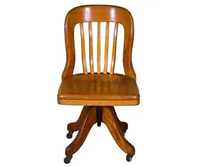 Antique Oak Swivel Tilt Office Chair #21972 • $395