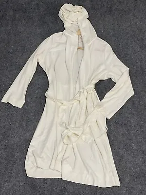 Alex Robe Womens Medium Soft  Gown Peignoir Hooded White Long Sleeve N276 • £19.23