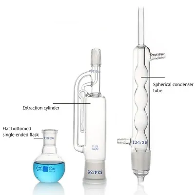 Glassware Biology Flask Chemistry 60-1000ml Lab Soxhlet Extractor Laboratory • $109.28