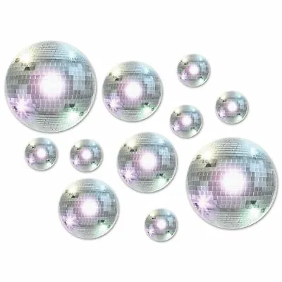 12 X Disco Ball Cutouts 4  8  & 12   70's Style Party Decoration • £10.99