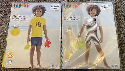 Lupilu Set Of 2 Boys Uv Sun Protection Swim Suit Age 6-12 Months Brand New • £4