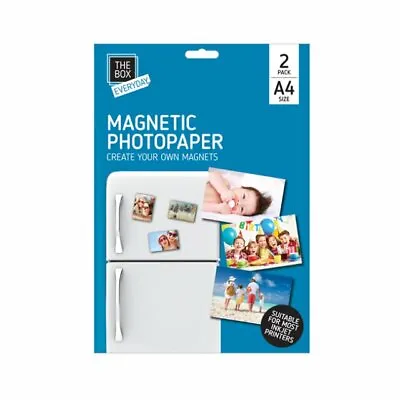 £3.88 • Buy Pack 2 Sheets Of A4 Magnetic Gloss Photo Paper For Inkjet Printer Create Magnets