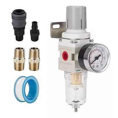 	1/4 NPT Compressed Air Filter Regulator Combo Air Line Dryer 0-150 Psi Gauge	 • $21.33